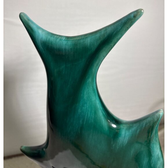 Evangeline Pottery Angel Fish Figure Black Green Drip Glaze 11.75" MCM Stunning - Picture 6 of 11